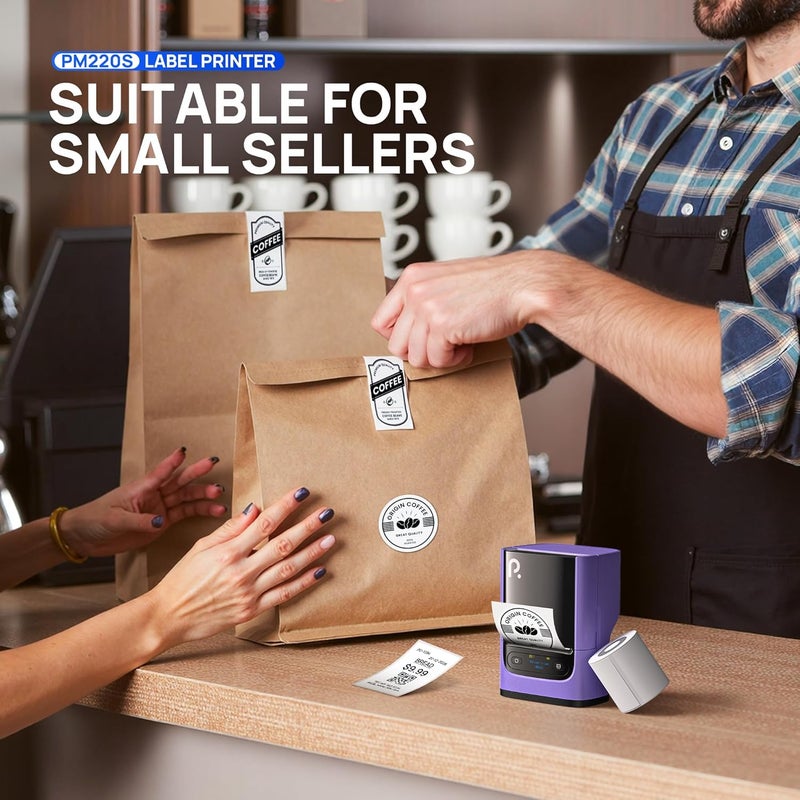 POLONO PM220S Label Maker Machine with Tape, 2 Inch Bluethooth Portable Thermal Label Printer for Small Business, Office, Home, Address, Logo Label, Sticker Printer for Phone/Tablet/PC, Purple - Image 5